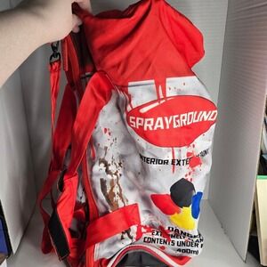 Sprayground Duffle Bag Red Spray Paint Can Duffel Bag Side Pockets Graffiti